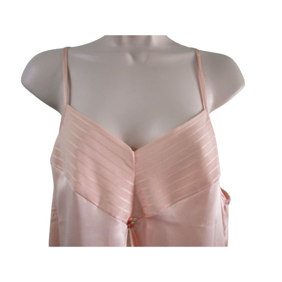 Orweco Frocks Vintage Peach Polyester Satin Stripe Accent Chemise Ladies S GUC - Picture 4 of 16